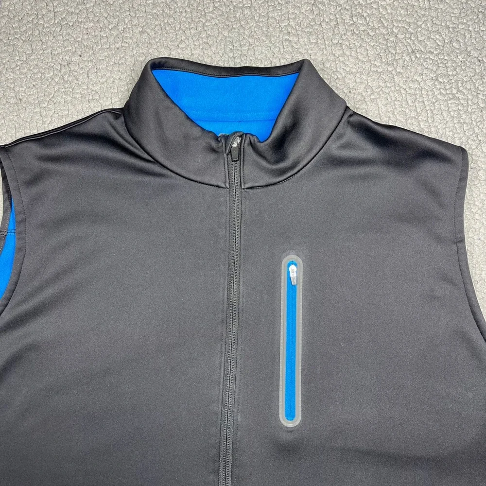 Slazenger Golf Vest Black Blue Fleece Lined Mens Full Zip Size 2XL